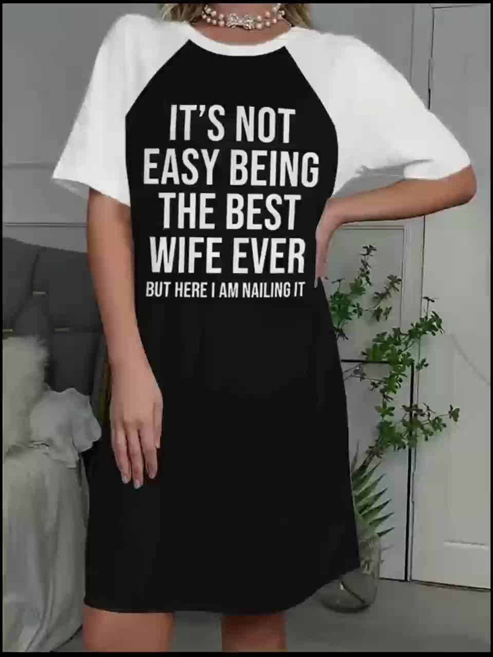 Hot Letter Printing Long Edition T-Shirt Sleeve Color Contrast Design Dress Black And White Color Printing - Image 12