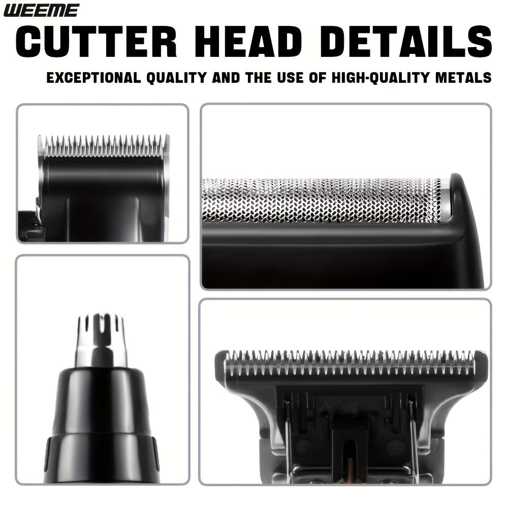 WEEME 4pcs/3pcs/1pc Cordless Men' Hair Clippers & Beard Trimmer with Electric Shaver & Nose Trimmer - Rechargeable Professional Hair Cutting System Suitable for Traveling, Home Use, Gift for Dad, Husband, Birthday/Christmas Present. - Image 8