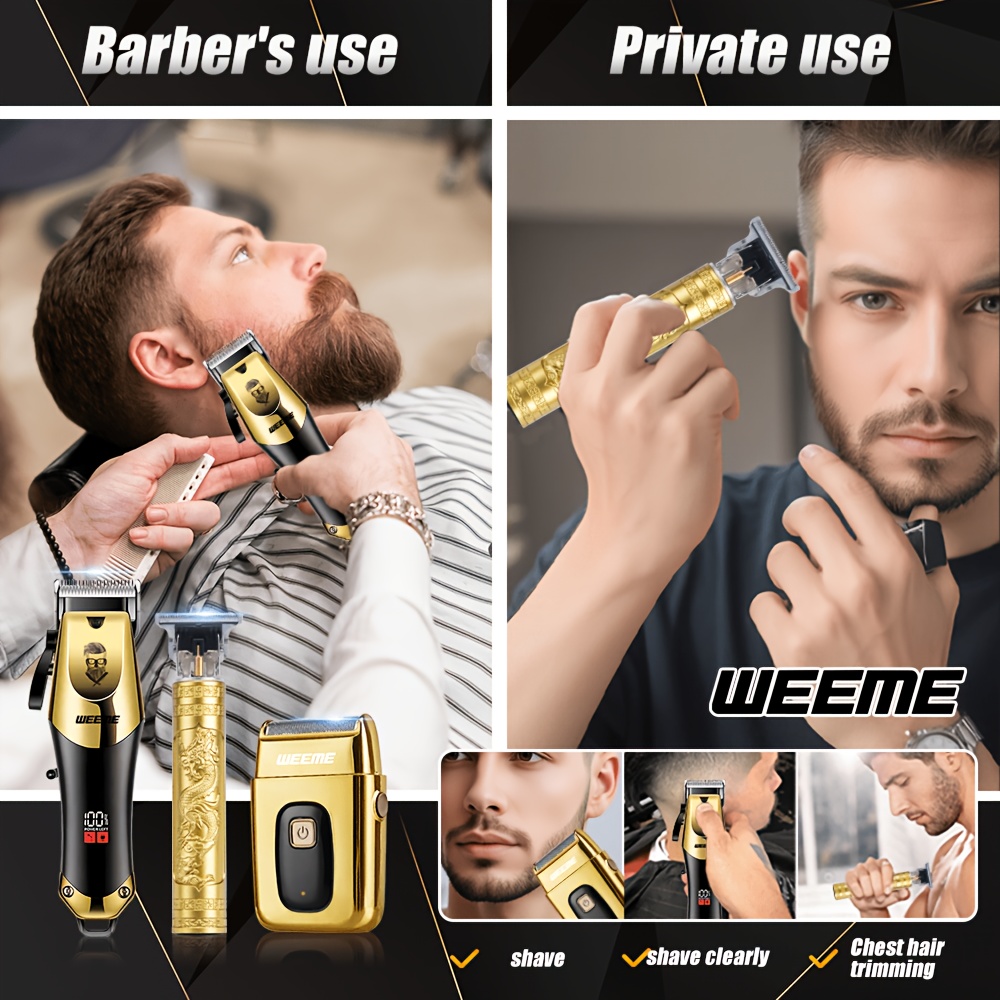 WEEME 4pcs/3pcs/1pc Cordless Men' Hair Clippers & Beard Trimmer with Electric Shaver & Nose Trimmer - Rechargeable Professional Hair Cutting System Suitable for Traveling, Home Use, Gift for Dad, Husband, Birthday/Christmas Present. - Image 10