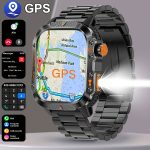 COANR New GPS Smart Watch for Men, 5.11cm Rugged Outdoor Sports Smartwatch with Wireless Call & Smart Notifications, Dual-Band GPS, Compass, LED Flashlight, 3ATM, Compatible with Iphone And Android