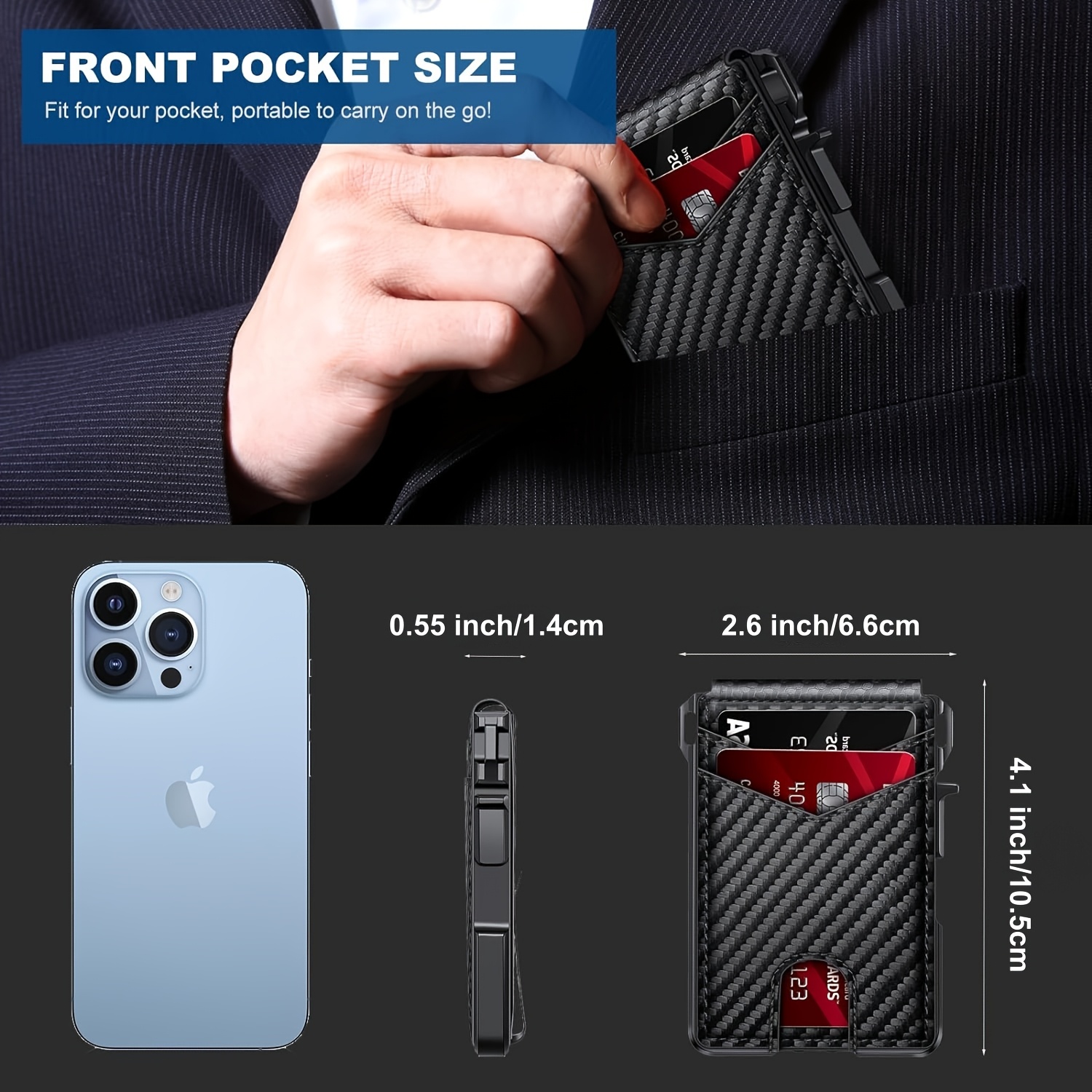 Rfid-Blocking Men'S Wallet | A Sleek And Slim Smart Pop-Up Card Holder, Metal Credit Card Wallet with a Money Clip, Suitable for Men, Can Hold 13 Cards. A Gift for Men. - Image 3