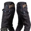 Men'S Stretchy Black Cargo Work Pants - Elastic Waist, Multi-Pocket Design for Hiking & Everyday Comfort, Durable & Comfort Fit, Outdoor Pants|Casual Cargo Pants|Glossy Finish Pant