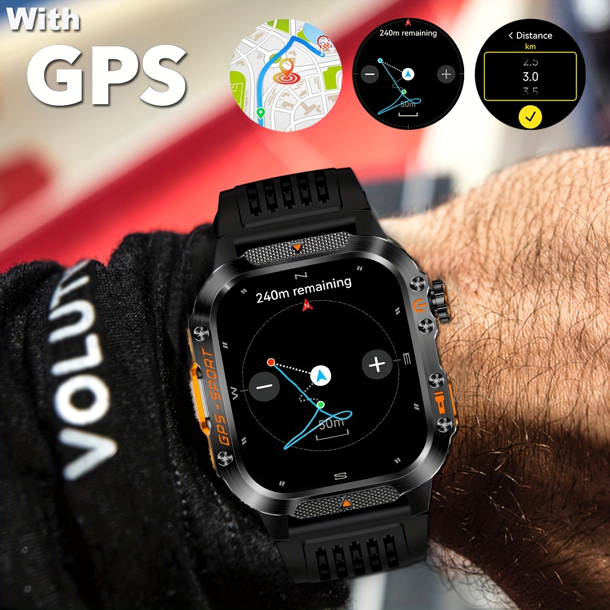 COANR New GPS Smart Watch for Men, 5.11cm Rugged Outdoor Sports Smartwatch with Wireless Call & Smart Notifications, Dual-Band GPS, Compass, LED Flashlight, 3ATM, Compatible with Iphone And Android - Image 4
