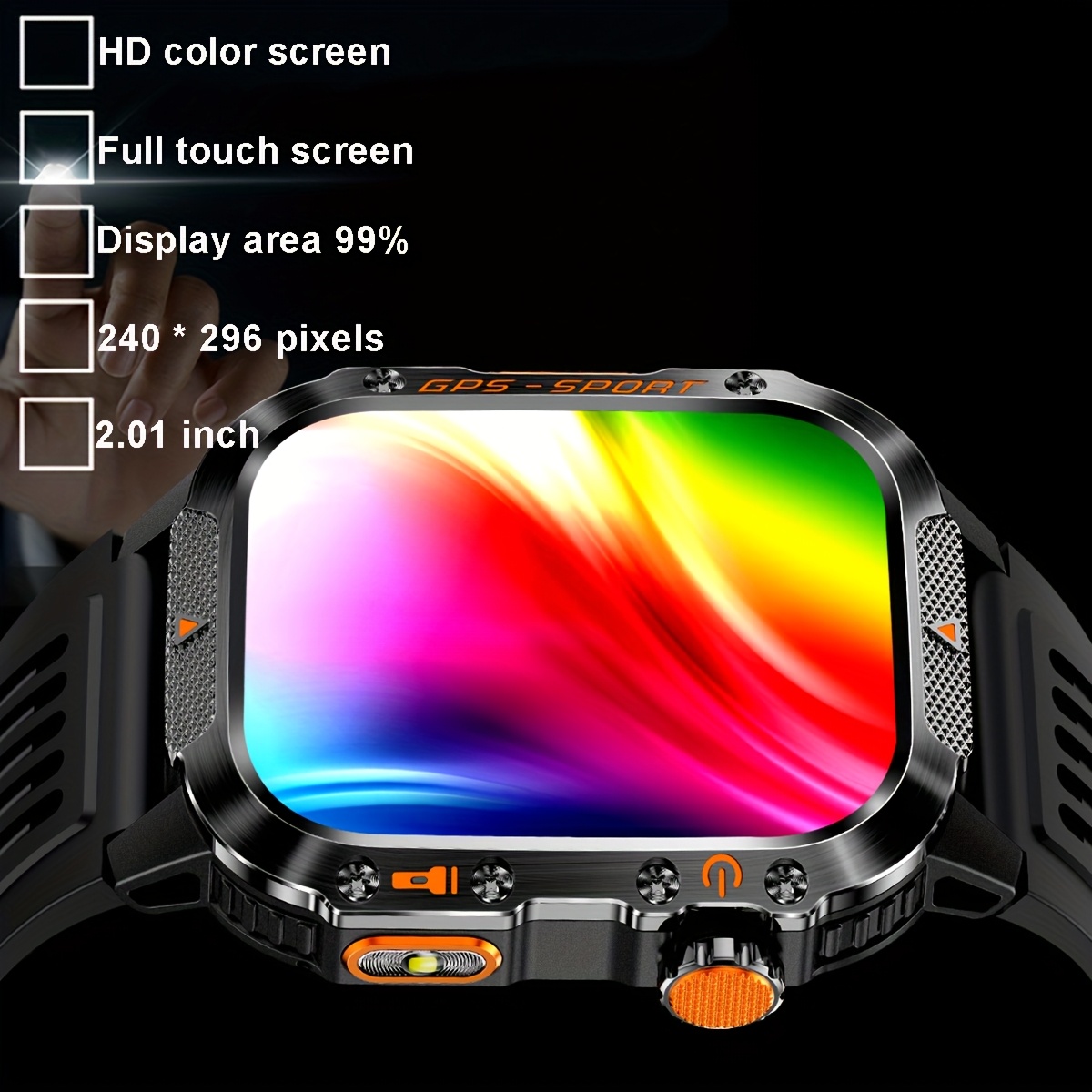 COANR New GPS Smart Watch for Men, 5.11cm Rugged Outdoor Sports Smartwatch with Wireless Call & Smart Notifications, Dual-Band GPS, Compass, LED Flashlight, 3ATM, Compatible with Iphone And Android - Image 3