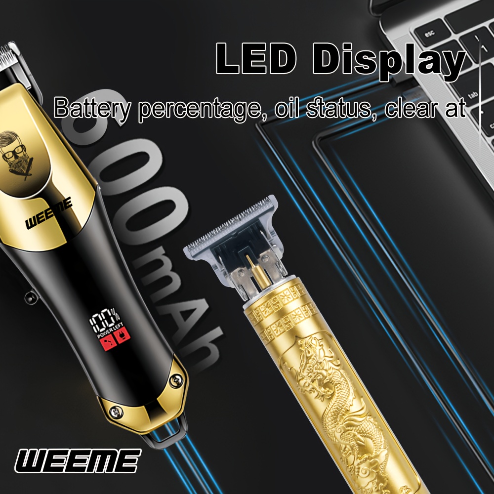 WEEME 4pcs/3pcs/1pc Cordless Men' Hair Clippers & Beard Trimmer with Electric Shaver & Nose Trimmer - Rechargeable Professional Hair Cutting System Suitable for Traveling, Home Use, Gift for Dad, Husband, Birthday/Christmas Present. - Image 11