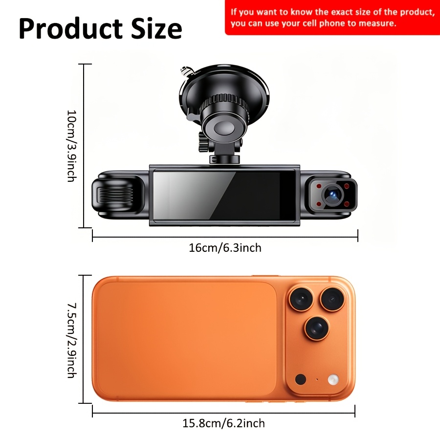 ETYMOOFOX 4-Channel Dash Cam for Cars with 3” IPS Screen, 1080P Front & 720P Rear/Driver/Side Cameras, Night Vision, Loop Recording, Parking Monitor System, Hardwire Kit Required Suitable for Vehicle Surveillance, Dashcam Accessories - Image 2