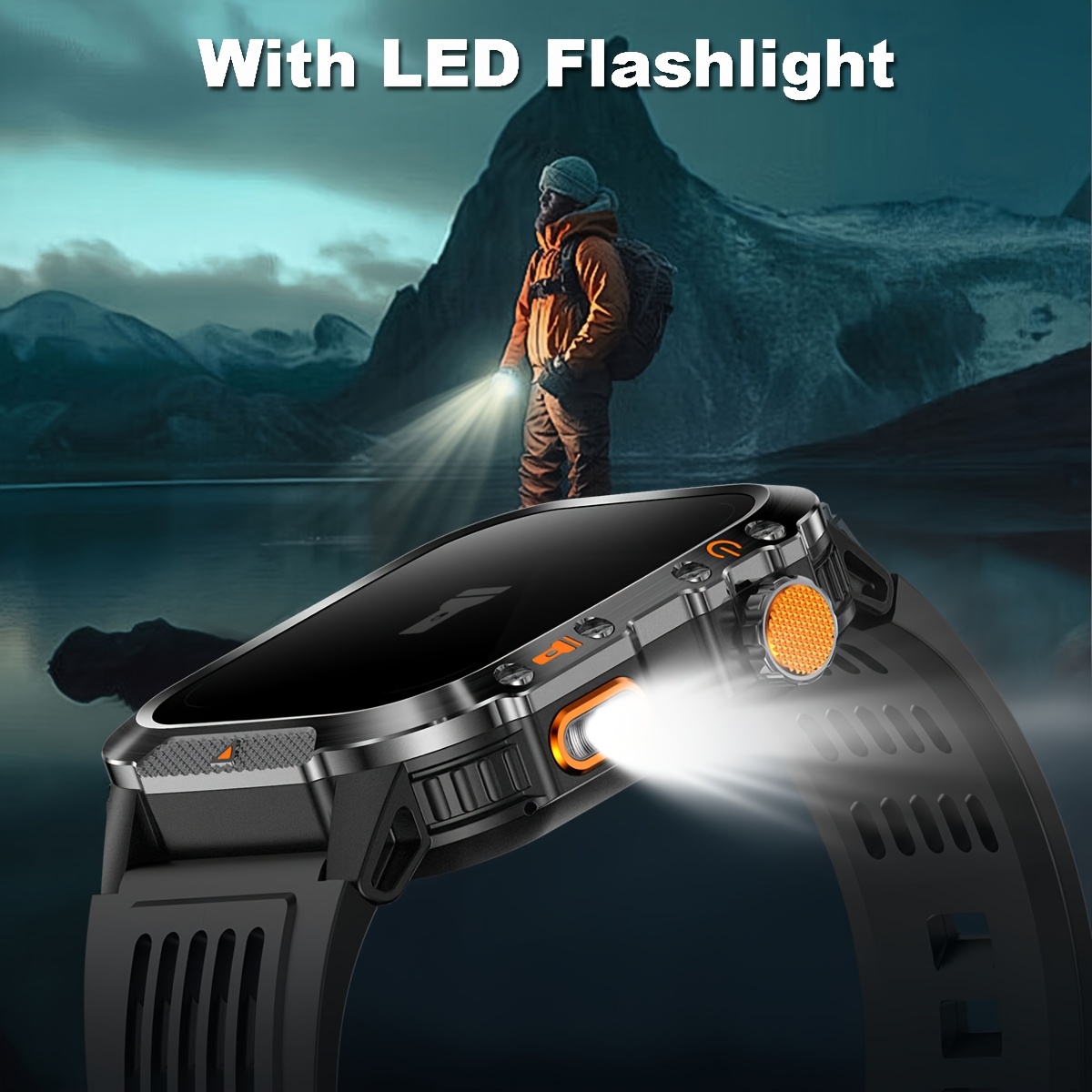 COANR New GPS Smart Watch for Men, 5.11cm Rugged Outdoor Sports Smartwatch with Wireless Call & Smart Notifications, Dual-Band GPS, Compass, LED Flashlight, 3ATM, Compatible with Iphone And Android - Image 11