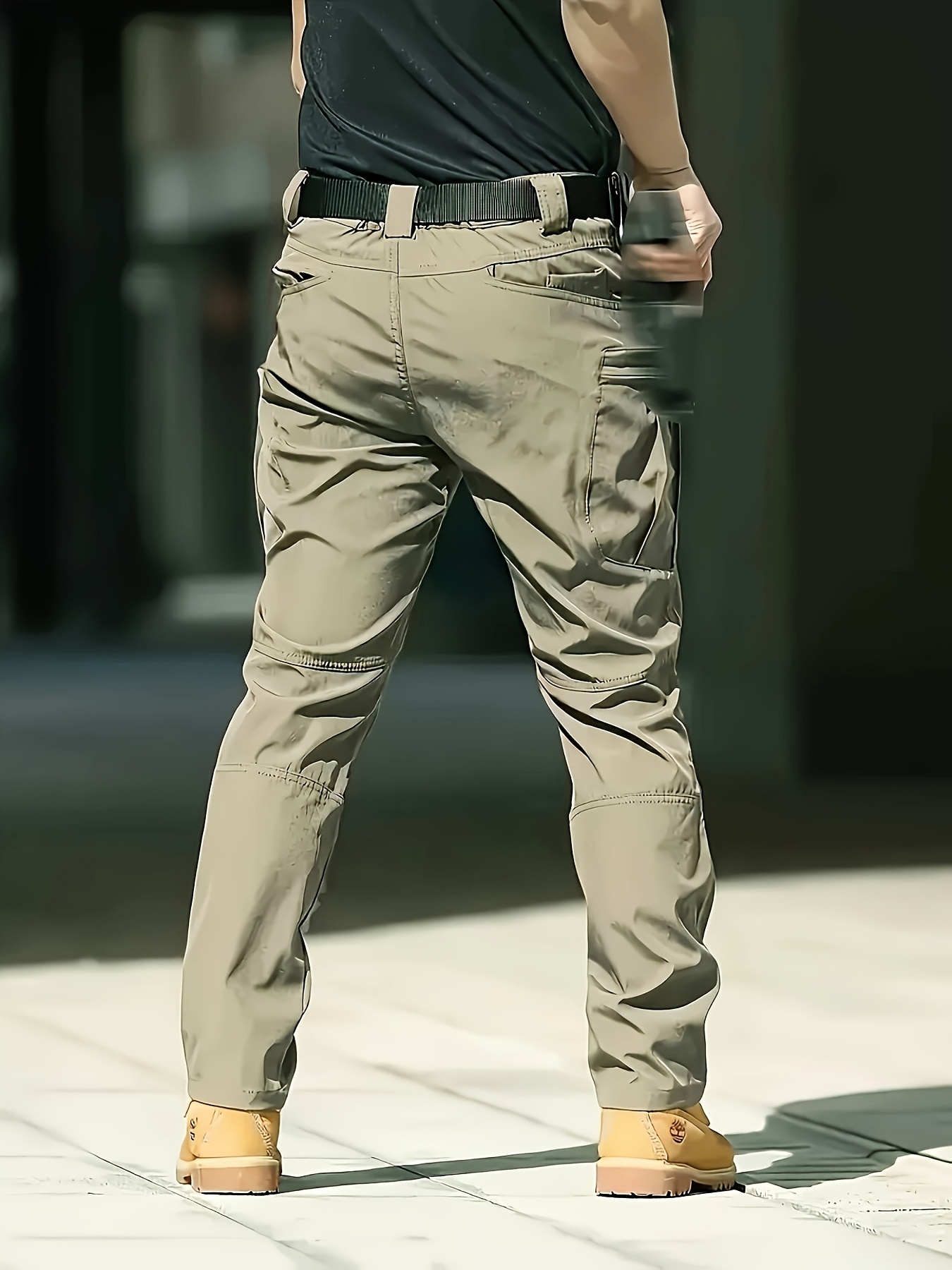 Men'S Stretchy Black Cargo Work Pants - Elastic Waist, Multi-Pocket Design for Hiking & Everyday Comfort, Durable & Comfort Fit, Outdoor Pants|Casual Cargo Pants|Glossy Finish Pant - Image 10