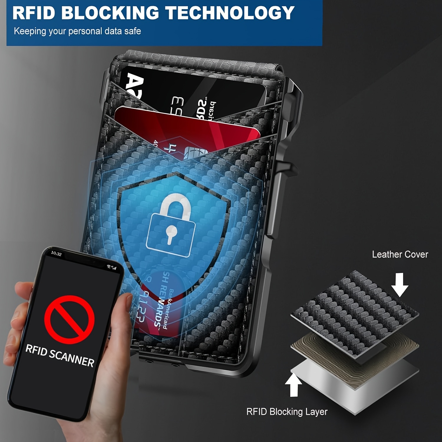 Rfid-Blocking Men'S Wallet | A Sleek And Slim Smart Pop-Up Card Holder, Metal Credit Card Wallet with a Money Clip, Suitable for Men, Can Hold 13 Cards. A Gift for Men. - Image 7