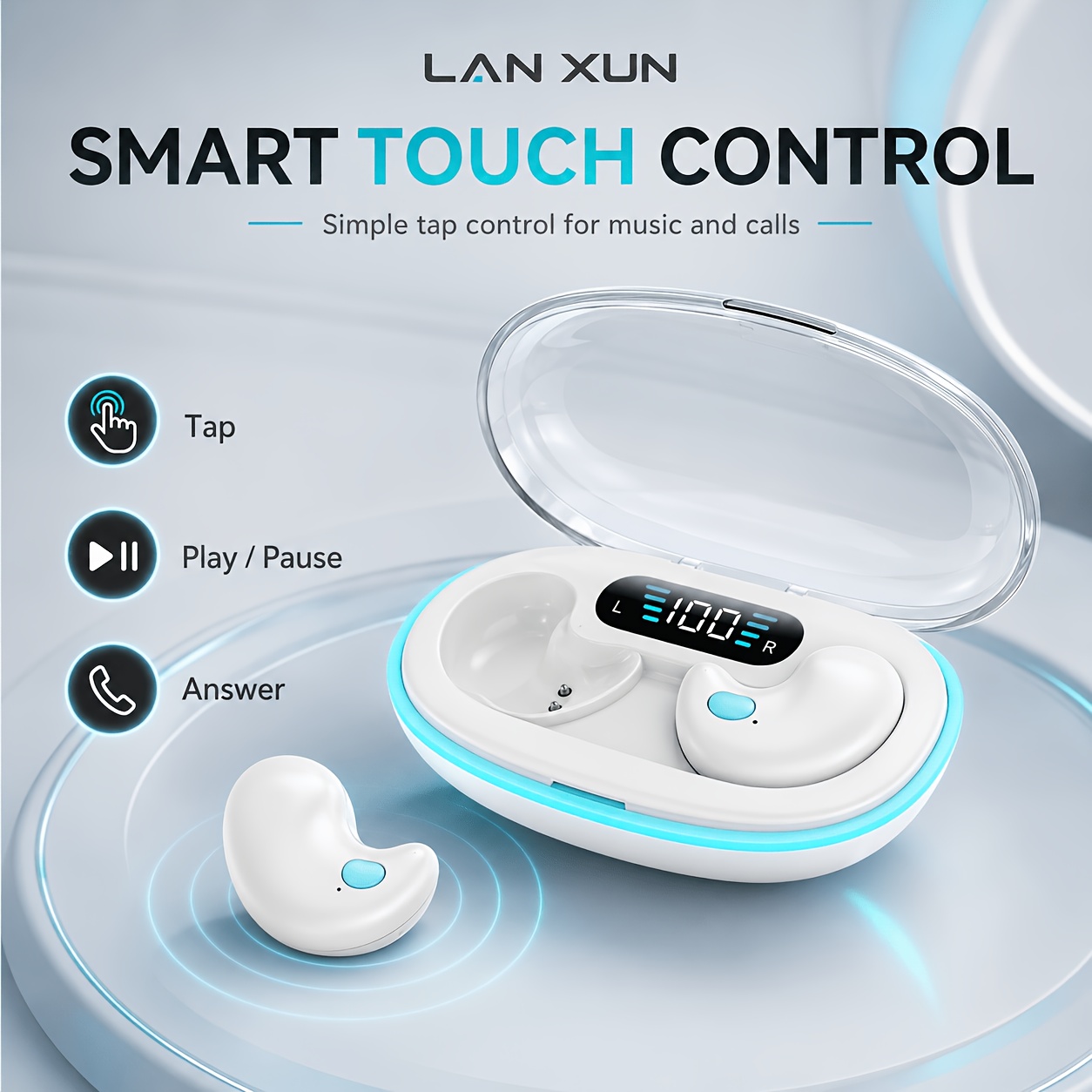 Wireless Earphones, True Wireless Earphones, LED Power Display, with Wireless Charging Box, Anti-Drop Sports Earphones, In-Ear Earphones with Microphone, Suitable for Smartphones, Laptops, Tvs, Computers, Sports, Men And Women Gift. - Image 10