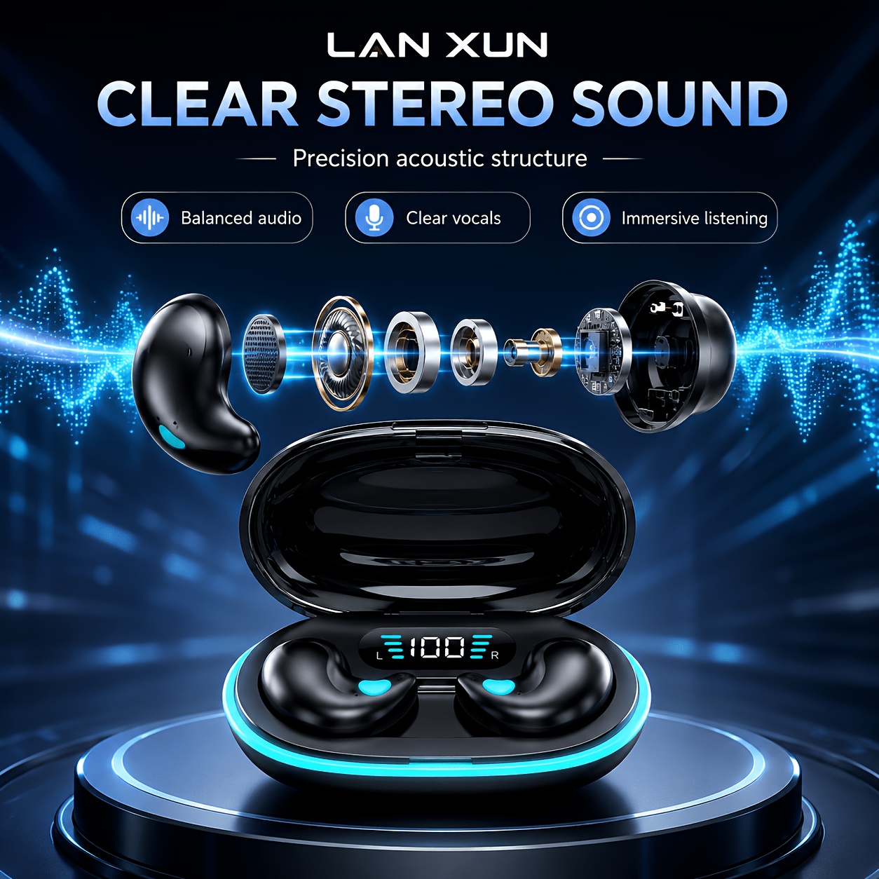 Wireless Earphones, True Wireless Earphones, LED Power Display, with Wireless Charging Box, Anti-Drop Sports Earphones, In-Ear Earphones with Microphone, Suitable for Smartphones, Laptops, Tvs, Computers, Sports, Men And Women Gift. - Image 9