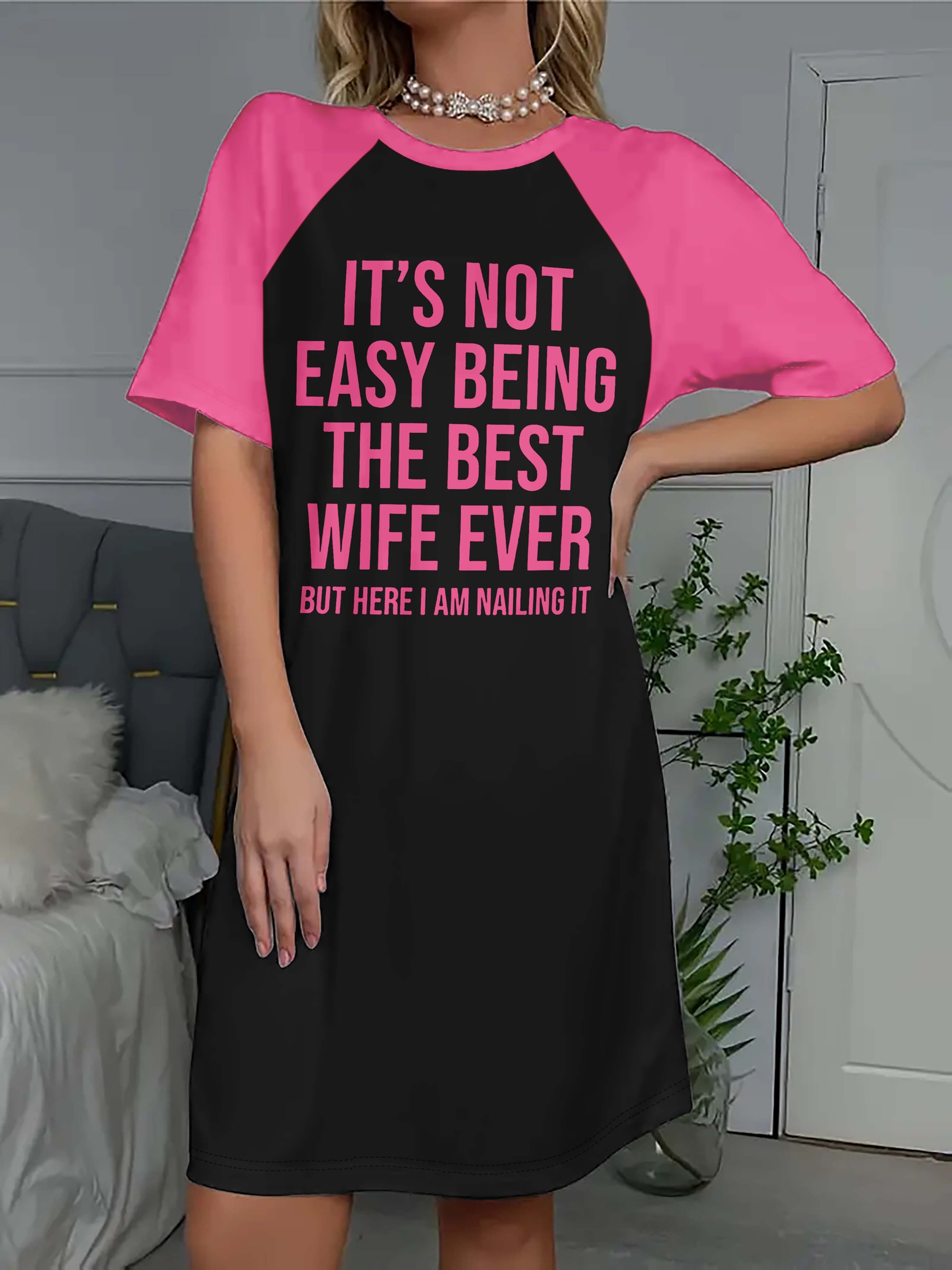 Hot Letter Printing Long Edition T-Shirt Sleeve Color Contrast Design Dress Black And White Color Printing - Image 3