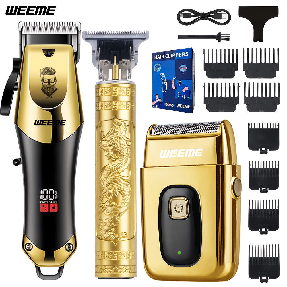 WEEME 4pcs/3pcs/1pc Cordless Men' Hair Clippers & Beard Trimmer with Electric Shaver & Nose Trimmer - Rechargeable Professional Hair Cutting System Suitable for Traveling, Home Use, Gift for Dad, Husband, Birthday/Christmas Present. - Image 5